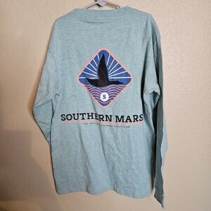 Southern Marsh Youth Large Long Sleeve Flying Duck T-Shirt Washed Moss green